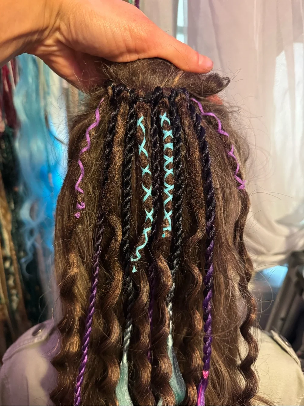 Bright Pink & Aqua Clip-In Hair Accent Extensions for Women